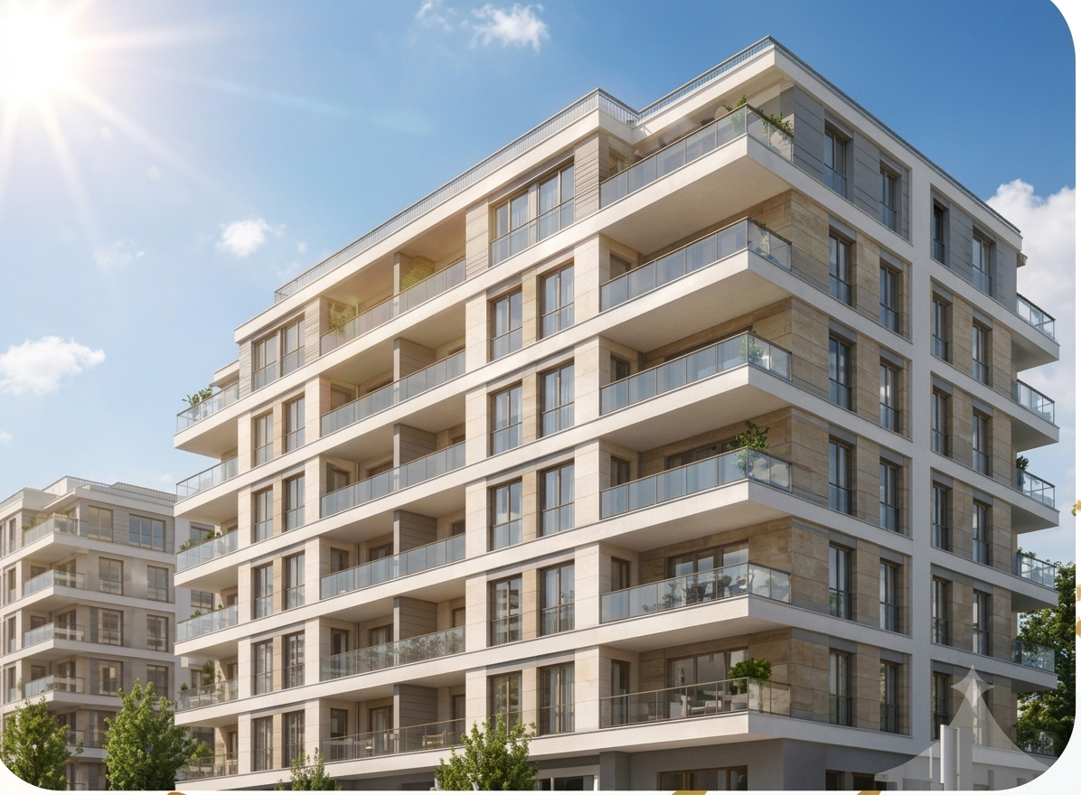 Completed luxury apartment exterior